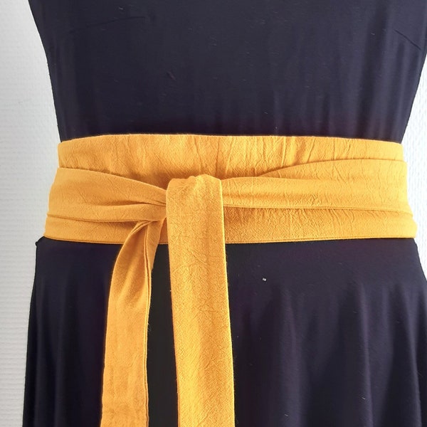 Ceinture obi jaune tissu uni ceinture japonaise ceinture à nouer accessoire femme
