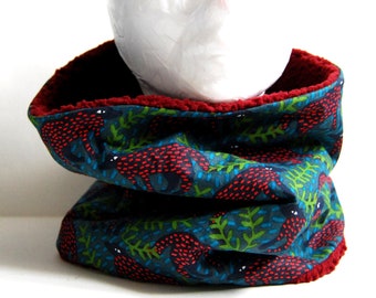 Snood for kids green animals winter accessory