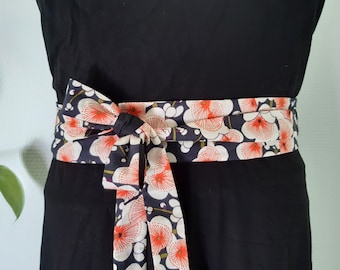 Soft fabric belt obi belt Japanese patterns flowers women's accessory