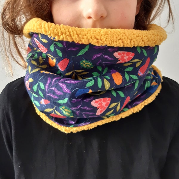 Snood enfant tour de cou jersey bio insectes papillons snood fille garçon