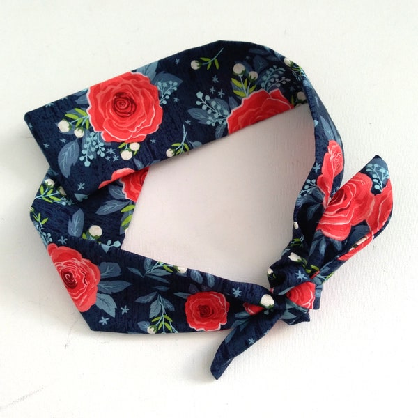 Bandeau serre tête fleurie style vintage/ Headband red flowers