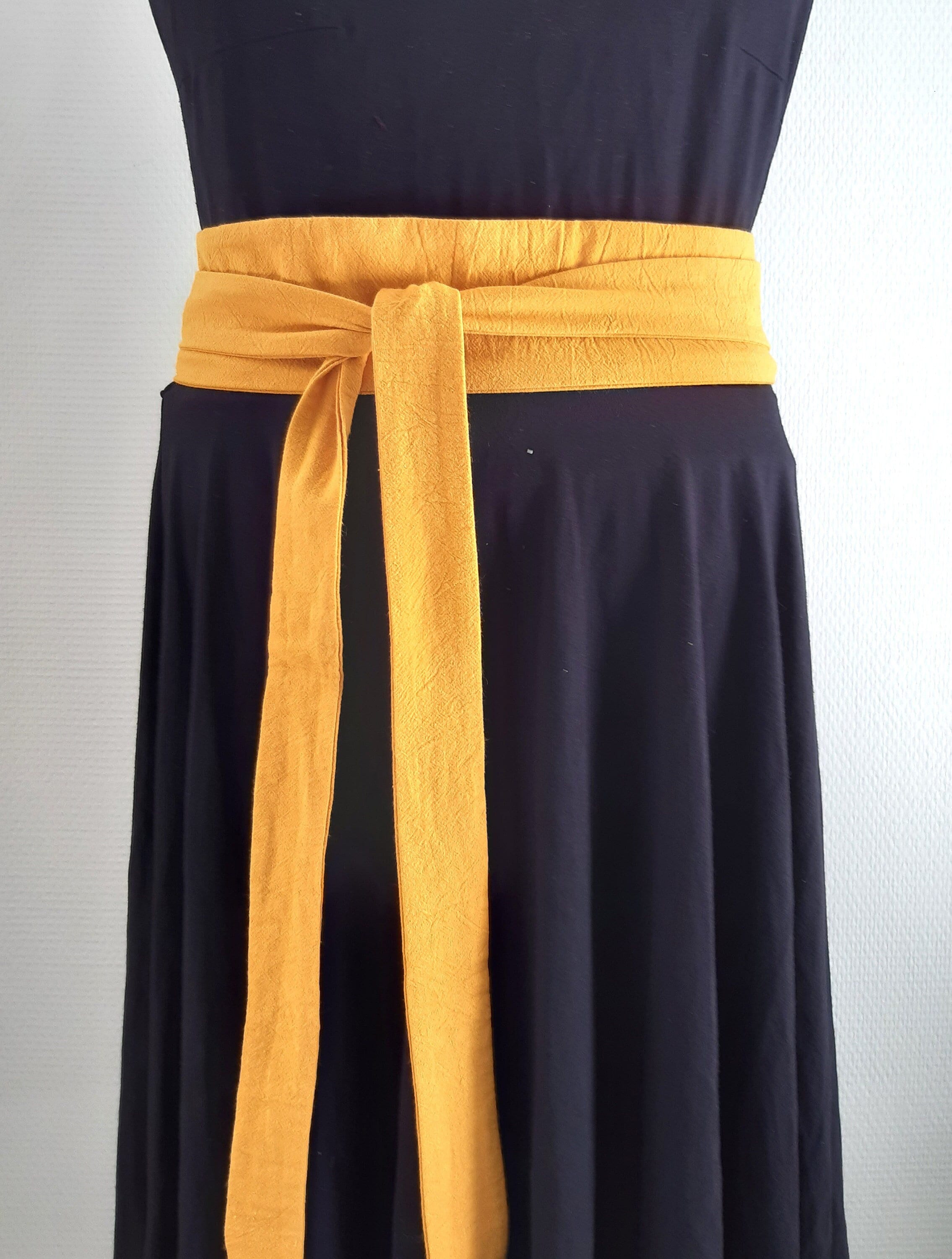 5138 Obi Belt For Women – Wide Waist In Faux Leather, Mica- Yellow FASHIONGEN - Woman leatherette waisband Obi Belt, MICA  main image 4