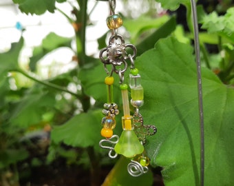 Fairy Wind Chime, Yellow & Lime Green - Fairy Garden Accessory WC-92