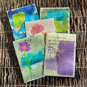 Set of 5 Handmade Garden-Themed Note Cards GC-04