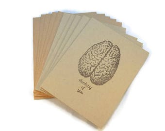 Blank Note Cards, Brain, Thinking Of You, Miss You, Quirky Note Cards, Anatomy Note Cards, Neuroscience Cards, Gift For Doctor, Scientist