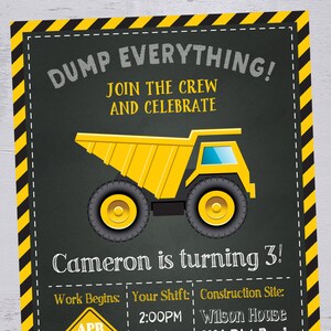 Construction Birthday Invitation | Construction Invitation | Construction Party | Dump Truck | Printable Invitation The Party Darling