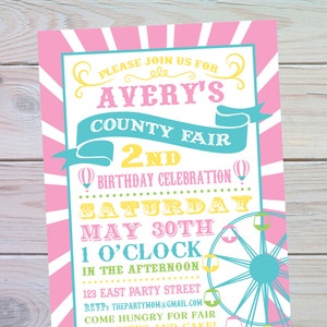 Carnival Birthday Invitation | Carnival Invitation | Carnival Theme Party | County Fair  | Girly | Printable Invitation | The Party Darling