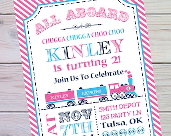 Train Birthday Party | Train Birthday Invitation | Train Party Girl | Pink Train Party | Blue Train Party | Printable | The Party Darling