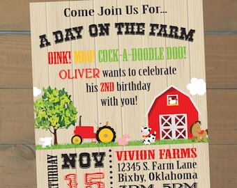 Farm Birthday Invitation | Farm Birthday Party | Barnyard Birthday | Petting Zoo Party | Farm Animals | Printable | The Party Darling