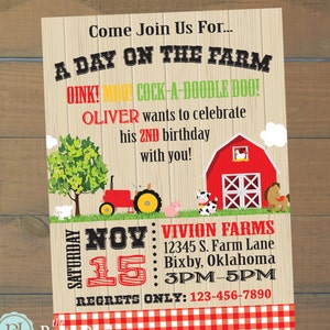 Farm Birthday Invitation | Farm Birthday Party | Barnyard Birthday | Petting Zoo Party | Farm Animals | Printable | The Party Darling