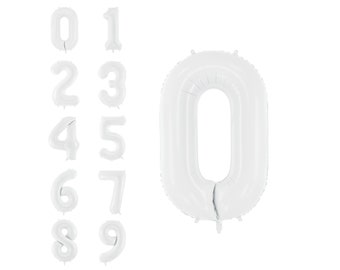 White Number Balloon 34in – Foil Party Decor & Birthday Backdrop Prop