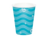 Bubble and Waves Paper Cups Summer Pool Party Under the Sea Decor Mermaid Birthday Narwhal Party Decorations Pack of 8 Party Cups