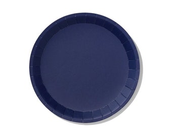 Pale Pink and Navy Colorblock Large Paper Plates pk of 8