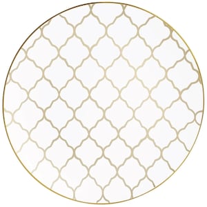White With Gold Rim Plastic Dessert Plates 10ct Baby Shower Bridal ...