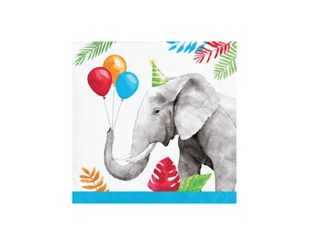 Get Wild Safari Dessert Napkins 16ct | Wild One First Birthday | Two Wild Jungle Birthday | Zoo Animals | Party Animals | Safari Baby Shower