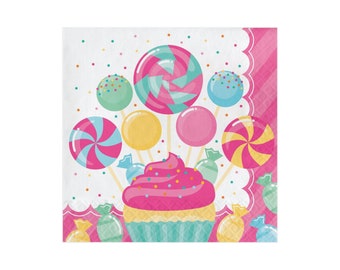 Candy Shop Lunch Napkins 16ct | Candy Shop Birthday Party | Candy Land Christmas Decor | Two Sweet Shoppe Birthday | Girls Birthday Party