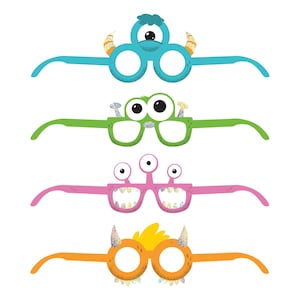 Little Monster Party Glasses 4ct | Our Little Monster Birthday | Monster Party Decor | Monster Photo Booth Props | Monster Party Favors