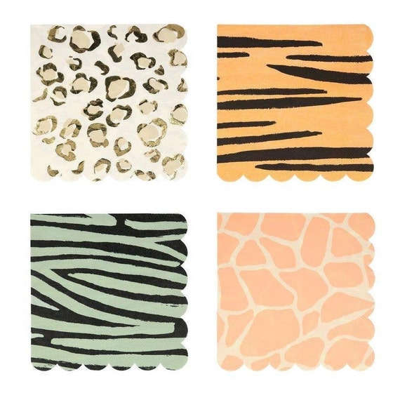 Safari Animal Print Lunch Napkins | Jungle Birthday | Safari Baby Shower Decorations | Wild ONE | TWO Wild | 16 Meri Meri Paper Napkins Il_570xn