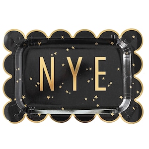 Rechthoekige lunchborden op oudejaarsavond 8ct | Countdown Oudjaarsfeest | Bruiloft op oudejaarsavond | Decoratie voor oudejaarsavond | NYE-feestdecor