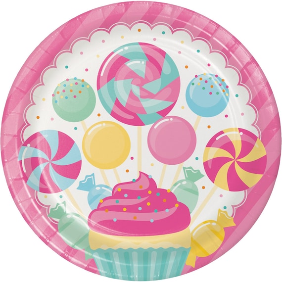 Candy Shop Lunch Plates | Candy Shop Birthday Party | Candy Land Christmas Decor | Sweet Shoppe Birthday Favors | Pack of 8 Paper Plates Il_570xn