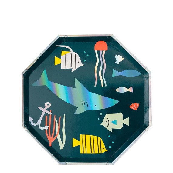 Under The Sea Small Plates | Ocean Party Supplies | Shark Party Decorations | Boy Birthday Party | Pack of 8 Meri Meri Paper Plates Il_570xn