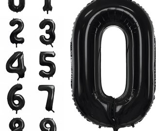 Black Number Foil Balloon 34in – Milestone Party Decor or NYE