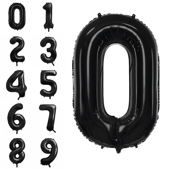 34" Black Giant Number Balloon 0-9 | Birthday Number Balloons | New Year's Eve Party | Graduation Balloon Backdrop | Anniversary Party Decor Il_570xn