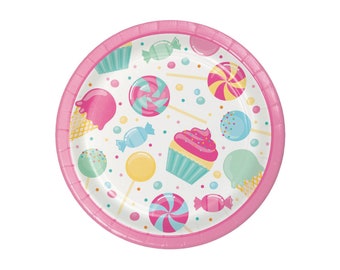 Candy Shop Dessert Plates 8ct | Candy Shop Birthday Party | Candy Land Christmas Decor | Two Sweet Shoppe Birthday | Girls Birthday Party