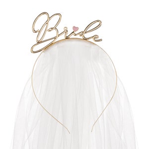 Gold Bride Veil Headband – Bachelorette Party Accessory & Bridal Shower Headpiece