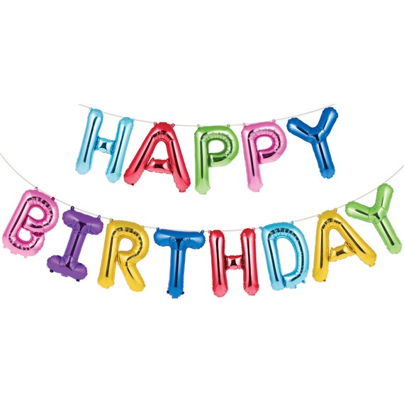 Multicolored Happy Birthday Balloon Banner | Happy Birthday Party Decorations | Colorful Happy Birthday Garland | Kid & Adult Birthday Decor Il_570xn