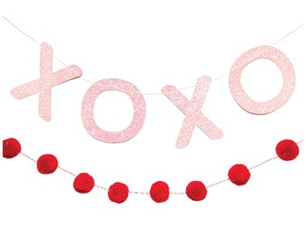 Valentine XOXO Banner Set 5ft | Valentine's Decorations | Galentine's Day Party | Be Mine Party Sign | Valentine's Day Party Garland