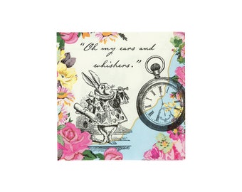 Alice in Wonderland Cocktail Napkins 20ct | Mad Hatter Tea Party | Wonderland Wedding | Alice in Onederland Party Decor | Girls Birthday