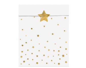Little Star Treat Bags 6ct | Twinkle Twinkle Little Star Baby Shower | First Birthday Party | Gold Star Favors Bags | 6 Paper Gift Bags