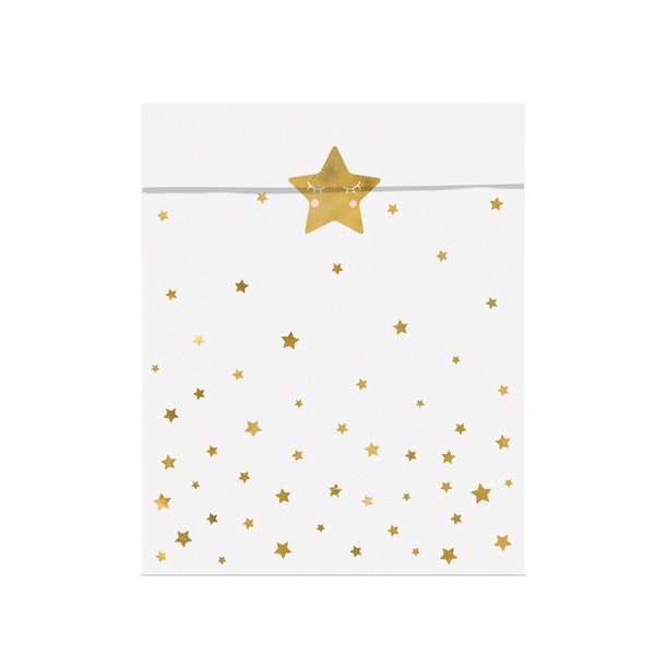 Little Star Treat Bags 6ct | Twinkle Twinkle Little Star Baby Shower | First Birthday Party | Gold Star Favors Bags | 6 Paper Gift Bags