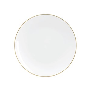 White With Gold Rim Plastic Dessert Plates 10ct | Baby Shower | Bridal Shower | White Wedding Plates | First Birthday Party | Anniversary