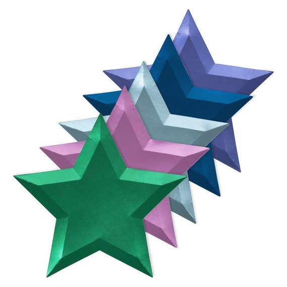 Multicolored Metallic Star Plates | Nutcracker Party | New Year's Eve Party | Christmas Party | Pack of 8 Meri Meri Plates Il_570xn