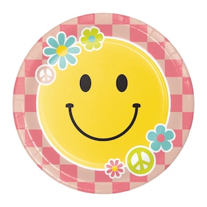 Platos de almuerzo Flower Power 8ct / Cumpleaños Flower Power / Decoraciones de fiesta Daisy / Fiesta Groovy / Fiesta de cumpleaños de niñas / Daisy Baby Shower