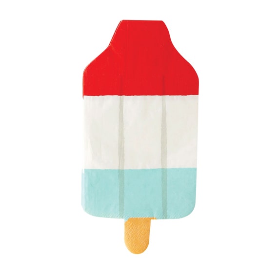 Rocket Pop Shaped Lunch Napkin 24ct | 4th of July Party | July 4th Birthday | Red White & Blue Decor | Summer Birthday | Ice Cream Party Il_570xn
