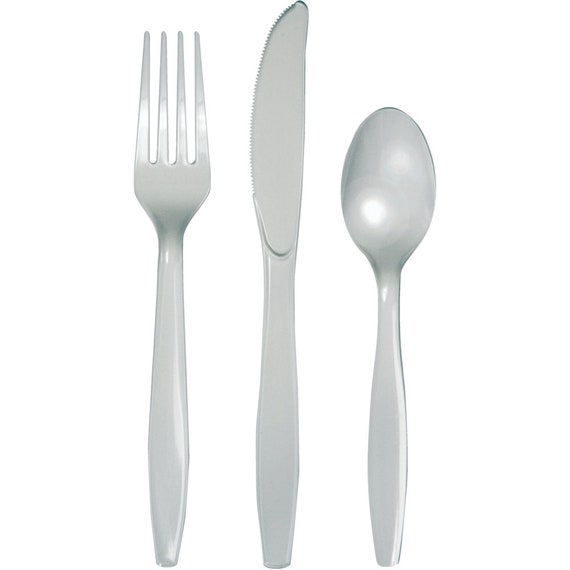 Buy SALE Silver Plastic Cutlery Service for 8 Plastic Silverware Party  Utensils Kids Birthday Party Disposable Flatware Party Supply Online in  India 
