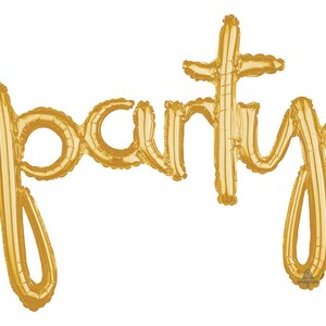 Gold Party Cursive Letter Balloon 39&quot;x31&quot; | Gold Party Decor | Wedding Decorations | Bachelorette Decor | New Year&#39;s Eve Party Balloons