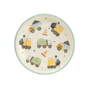 Construction Party Plates (6ct) – Dump Truck Birthday Dessert Plates, 7in