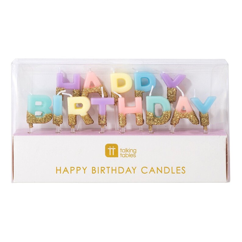 Cake Toppers Cake Decor Glitter Pastel Multicolor Happy Birthday Candle Set Birthday Party Decorations Rainbow Candle Letters