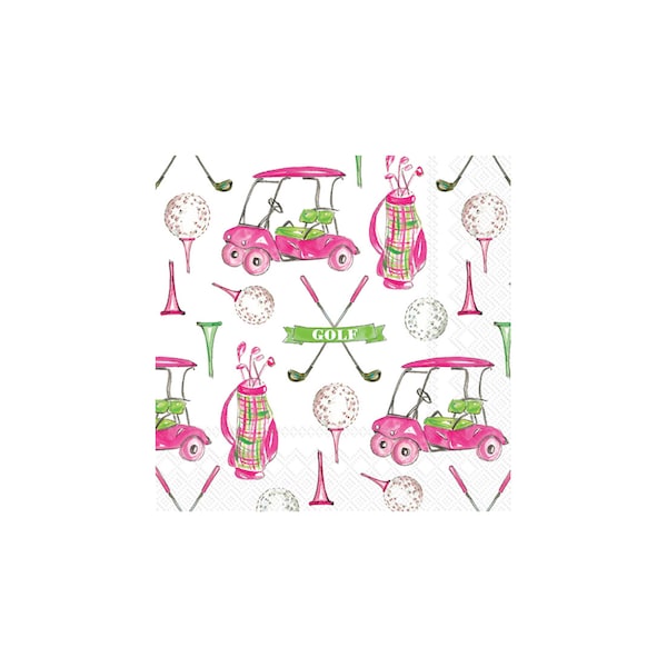 Pink Golf Gear Dessert Napkins 20ct | Golf Cocktail Napkins | Golf Party Decor | Golf Birthday | Golf Baby Shower | Par-Tee Baby Shower