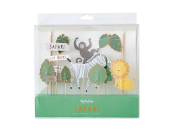 Safari Jeep Tour Cake Toppers 8ct | Wild One Safari Birthday | Two Wild Jungle Birthday | Zoo Birthday | Party Animals Birthday Cake Decor