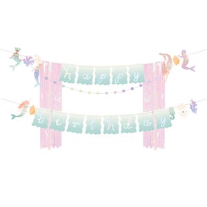 Mermaid Birthday Banner Set | Mermaid Birthday Party Decorations | Under the Sea Birthday Decorations | Mermaid Garland | Mermaid Backdrop
