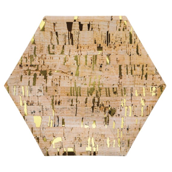 Hexagon Gold Foil Cork Lunch Plates 8ct | Vino Before Vows Bachelorette Party | Rustic Wedding Plates | Anniversary Wine Tasting Party Il_570xn