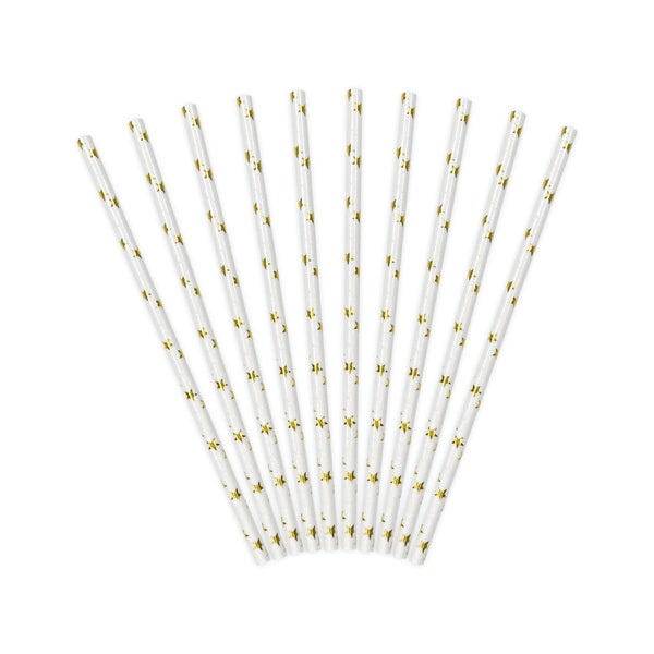 Gold Star Paper Straws 10ct | New Years Eve Party Decor | Gold Christmas Decorations | Twinkle Twinkle Little Star