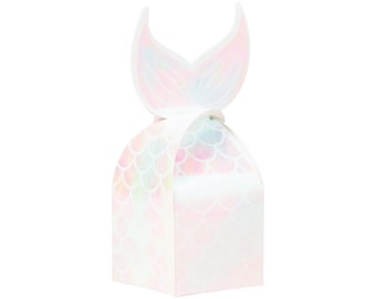 Iridescent Mermaid Tail Favor Boxes 8pk | Birthday Party | Girls Party Favors | Mermaid Treat Bags | Mermaid Snack Box | Favor Boxes