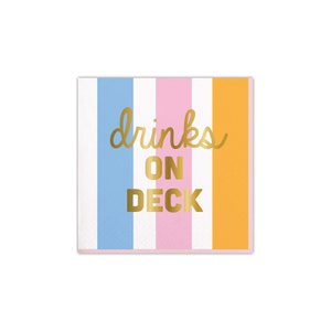 Serviettes à dessert Drinks on Deck 20 ct | Enterrement de vie de jeune fille au dernier moment | Bachelorette nautique | Fête d'anniversaire à la piscine | Décoration de fête d'été