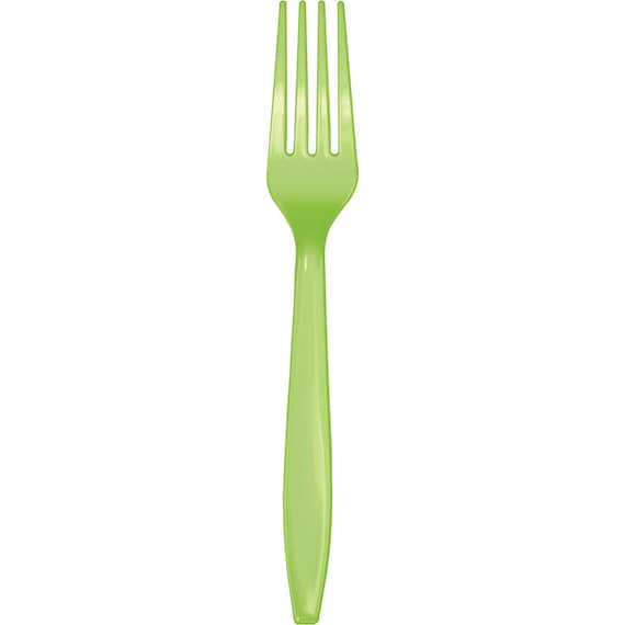 Lime Green Plastic Forks Service for 24 Plastic Silverware Etsy